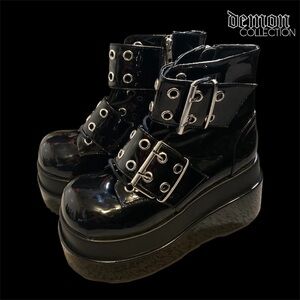 Demonia Bear-104 Gothic Belt Buckle Platform Boots